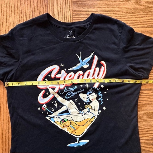 Steady Vintage Classics Pin Up Martini Graphic Black Tee  Size 3XL** (Medium) - Picture 6 of 6
